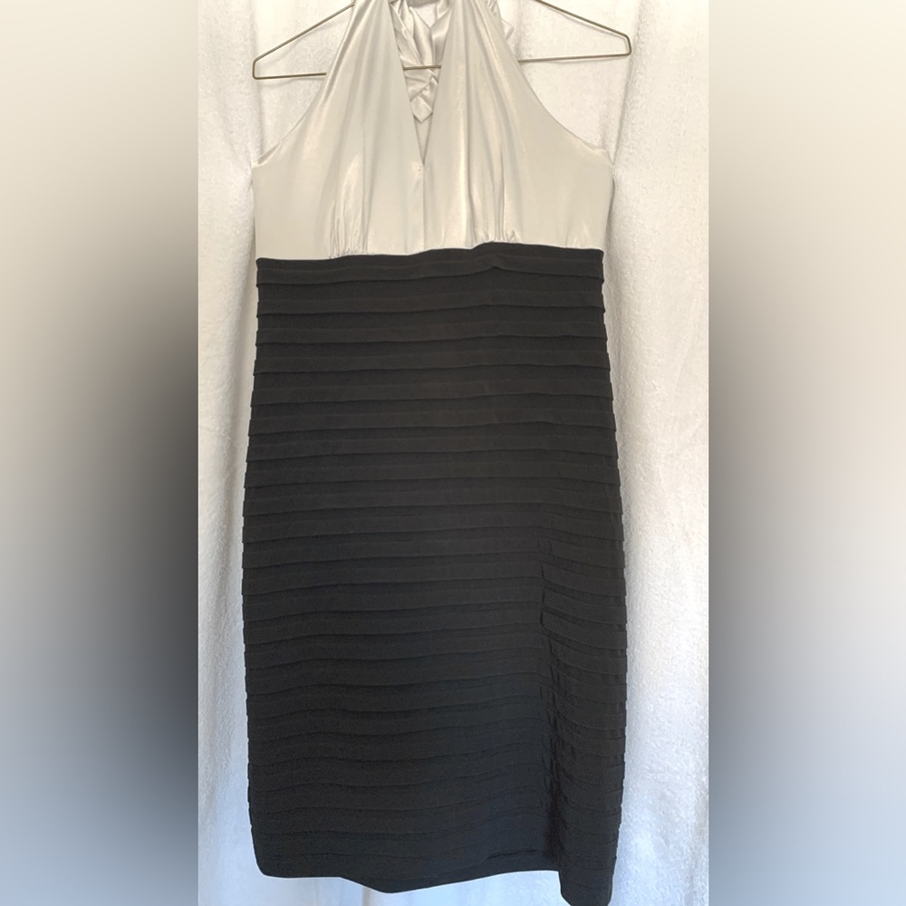 halter dress, two tone